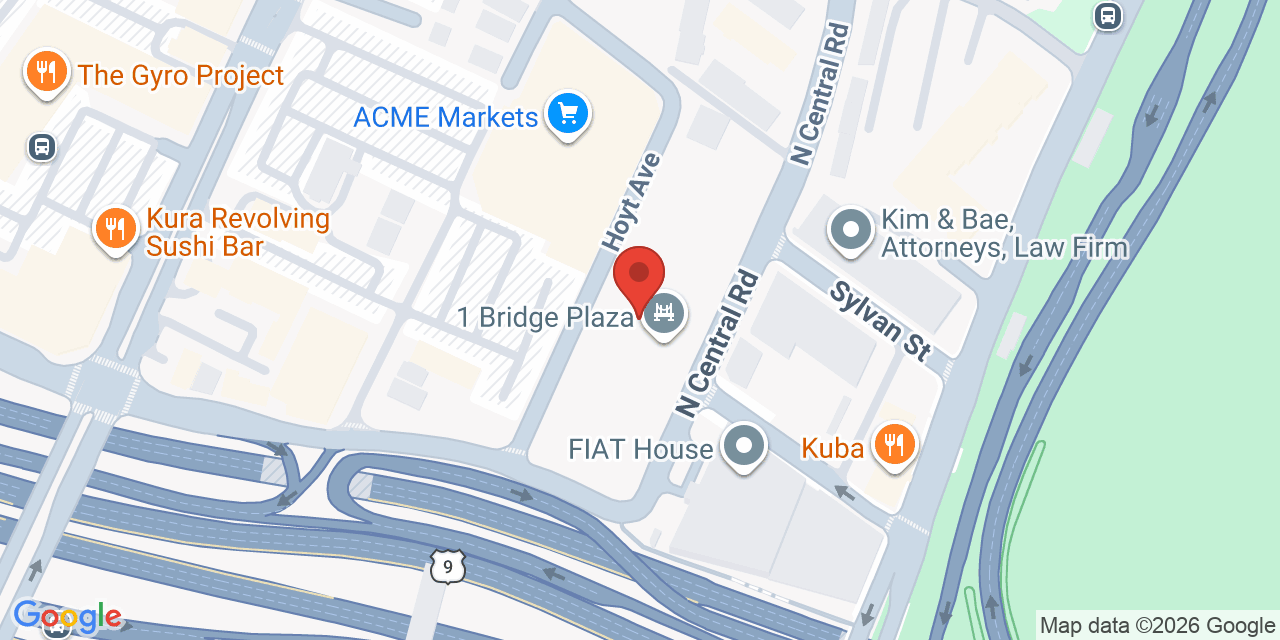 Map showing the location of 1 Brg Plz N, Fort Lee, NJ 07024