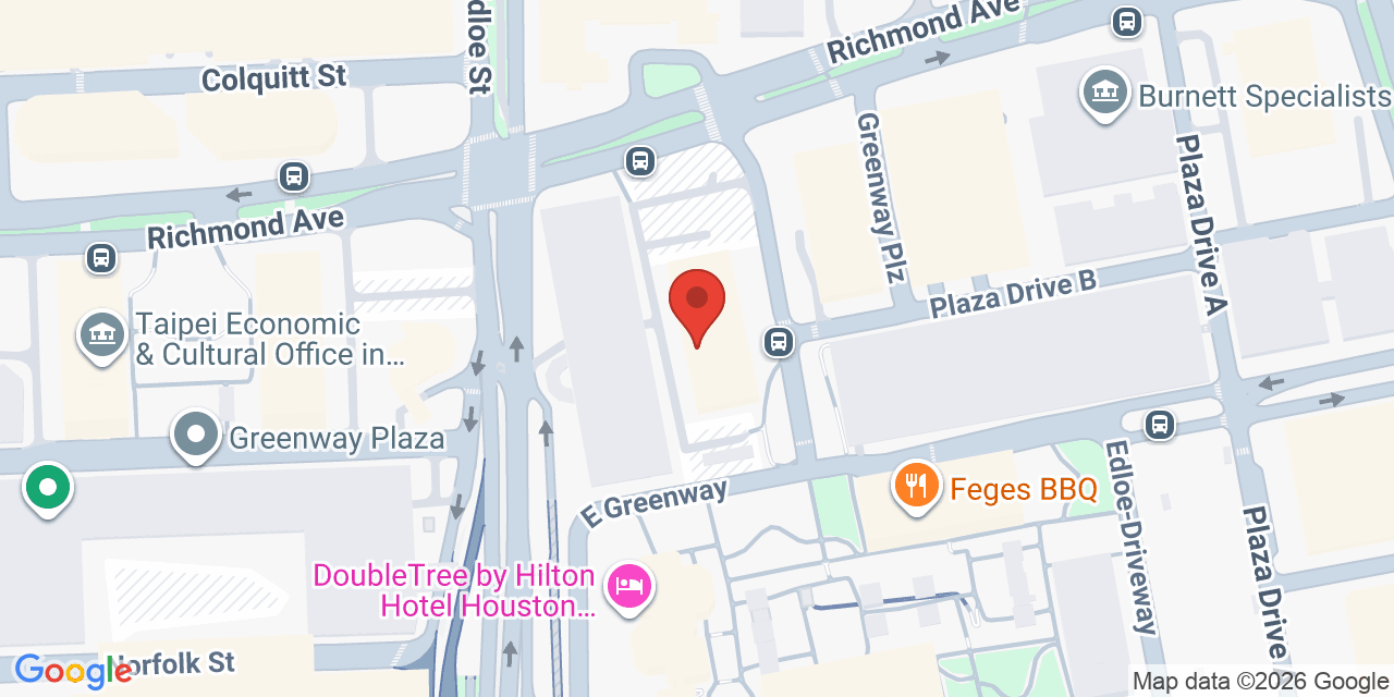 Map showing the location of 1 Greenway Plaza, Houston, TX 77046