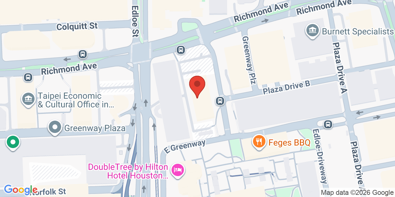 Map showing the location of 1 Greenway Plz, Houston, TX 77046