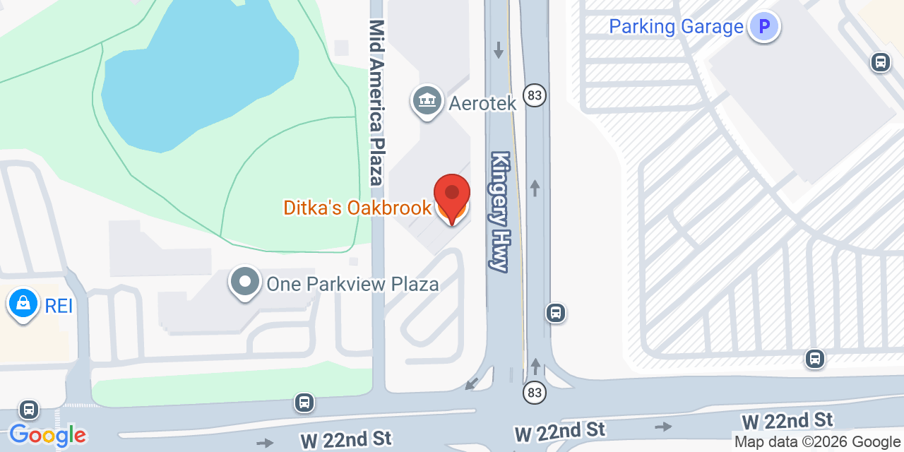 Map showing the location of 1 Mid America Plaza, Oakbrook Terrace, IL 60181