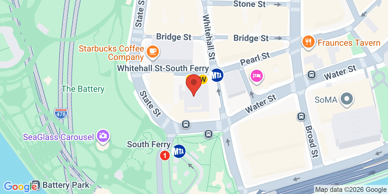 Map showing the location of 1 State St, New York, NY 10004