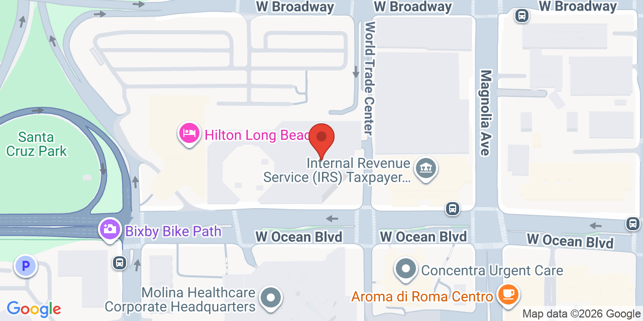 Map showing the location of 1 World Trade Center, Long Beach, CA 90831