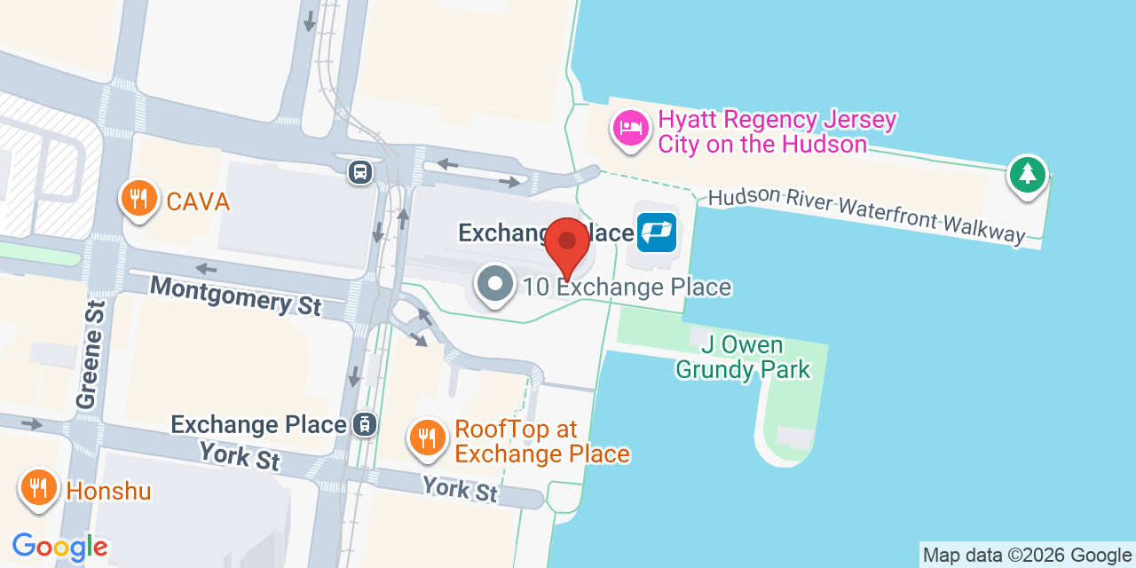 Map showing the location of 10 Exchange Pl, Jersey City, NJ 07302