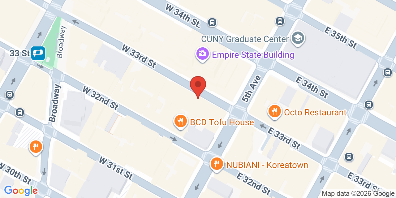 Map showing the location of 10 W 33rd St, New York, NY 10001