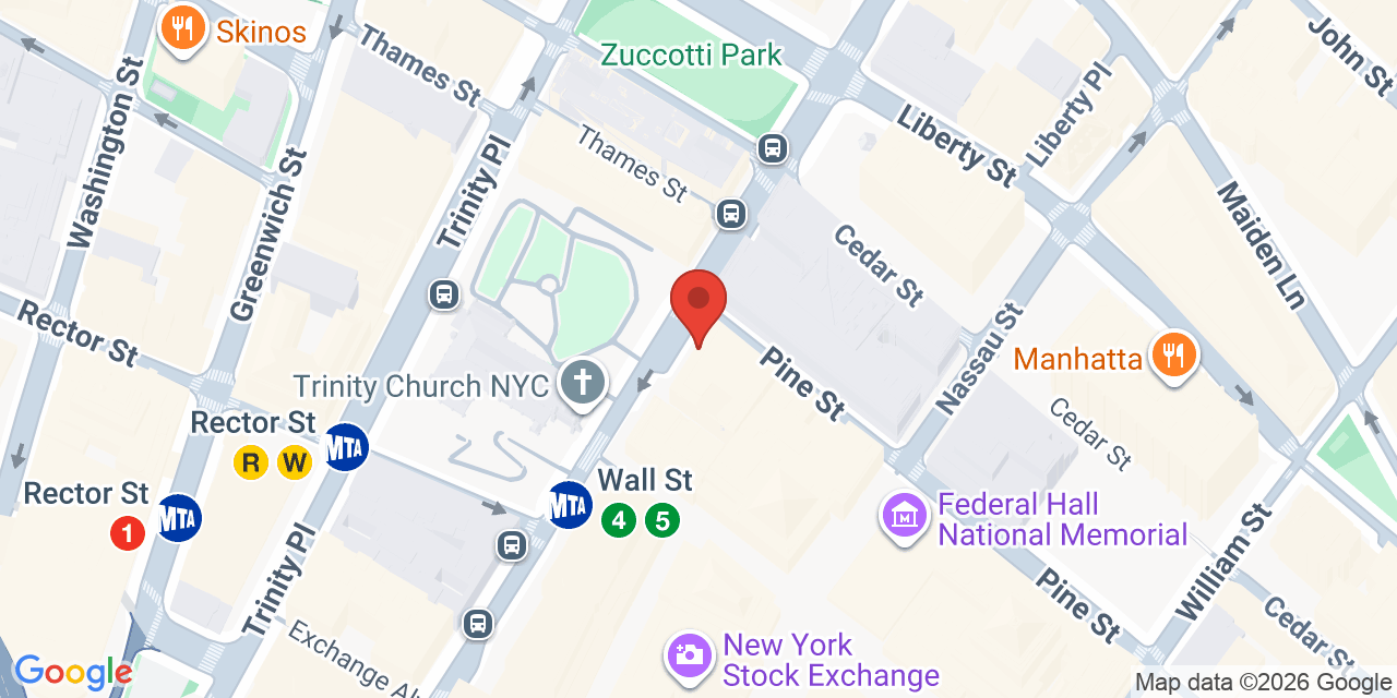 Map showing the location of 100 Broadway, New York, NY 10005