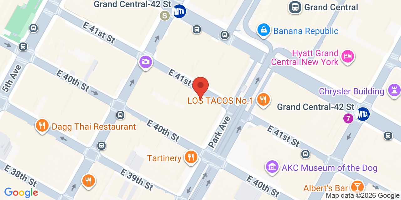Map showing the location of 100 Park Ave, New York, NY 10017