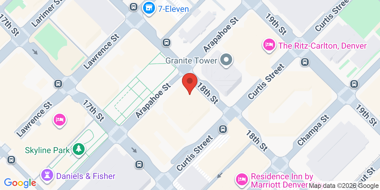 Map showing the location of 1001 17th St, Denver, CO 80202