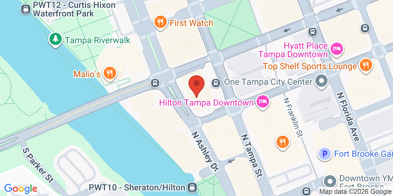 Map showing the location of 101 E Kennedy Blvd, Tampa