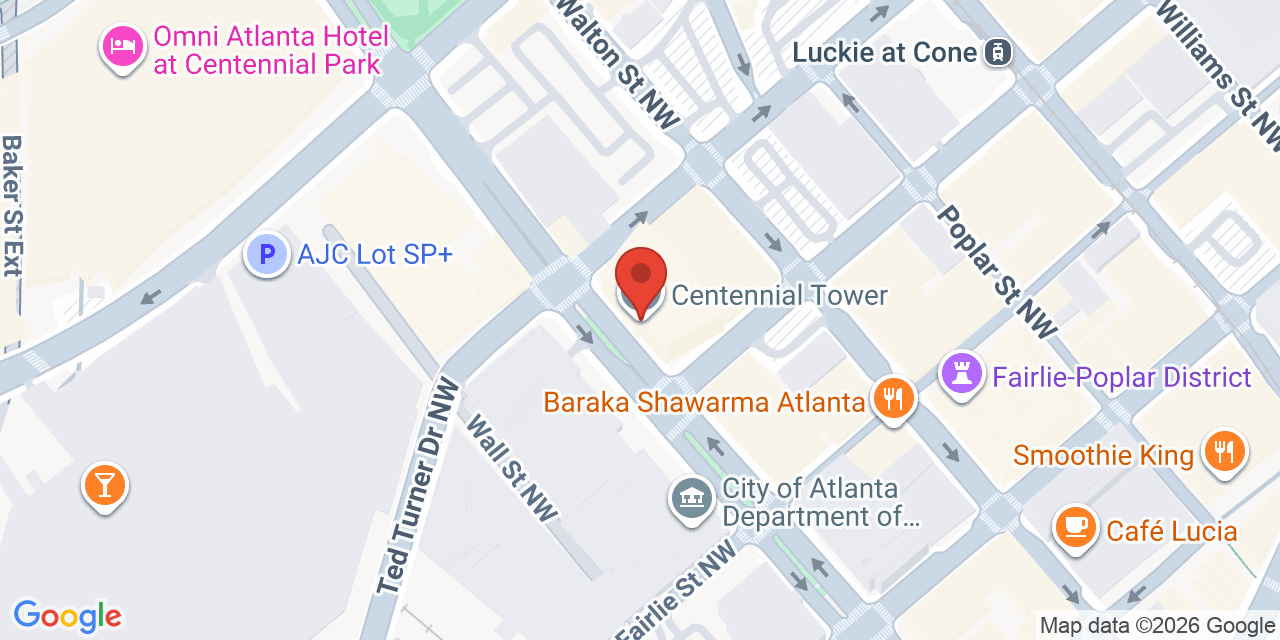 Map showing the location of 101 Marietta St NW, Atlanta, GA 30303