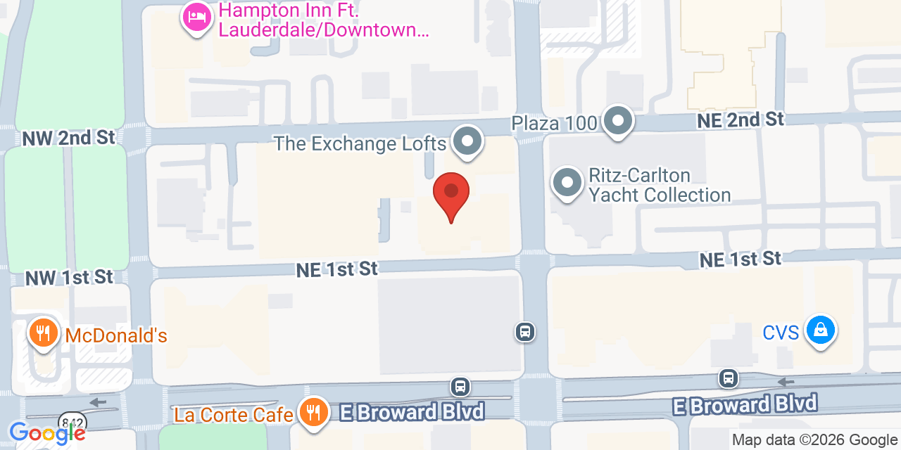 Map showing the location of 101 NE 3rd Ave Ste 1500, Fort Lauderdale