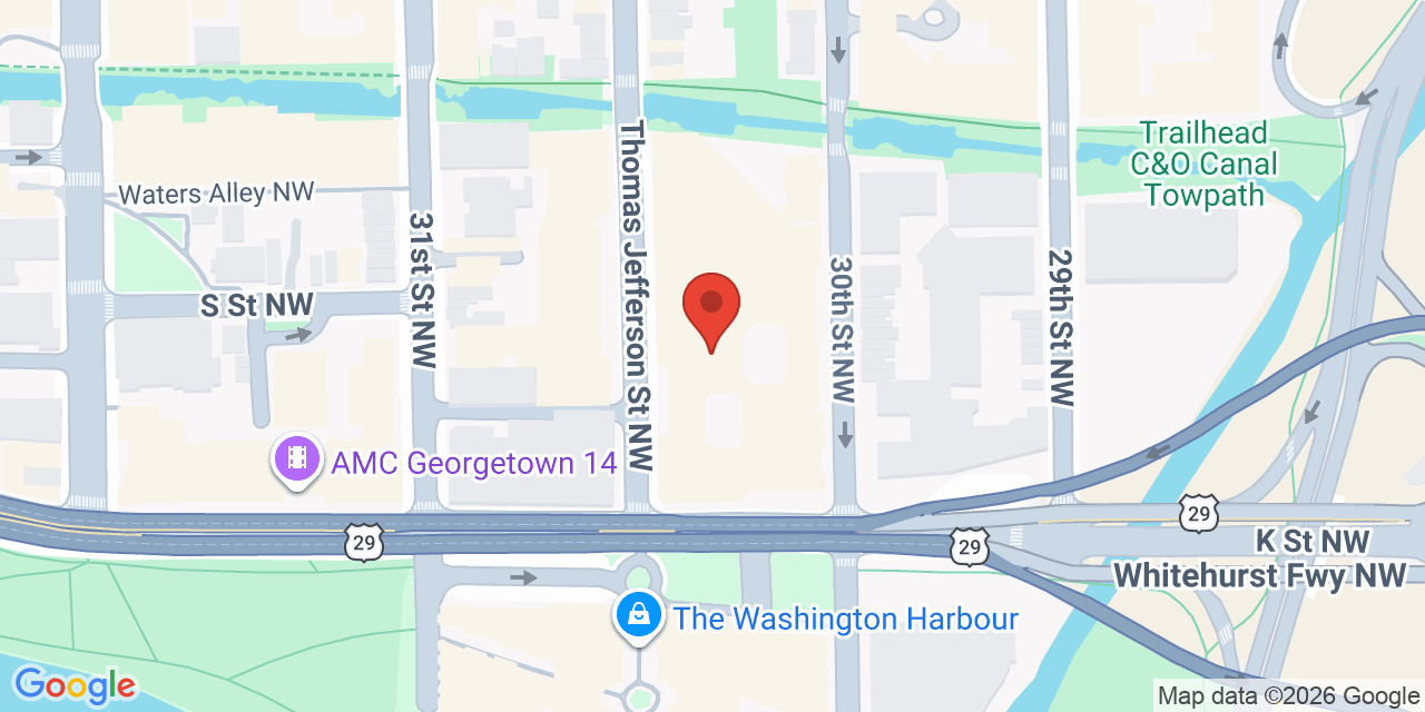 Map showing the location of 1025 Thomas Jefferson St NW, Washington, DC 20007