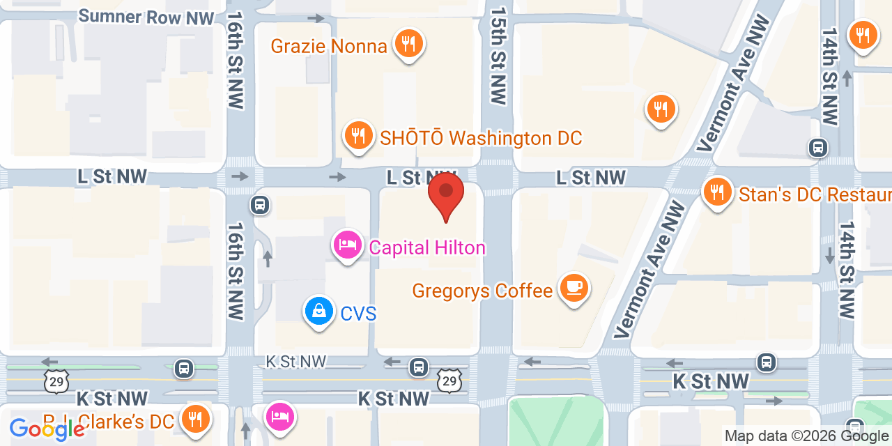 Map showing the location of 1030 15th St NW, Washington, DC 20005