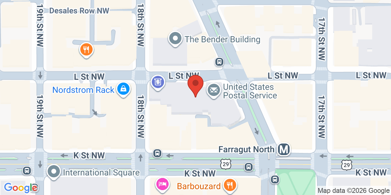 Map showing the location of 1050 Connecticut Ave NW, Washington, DC 20036