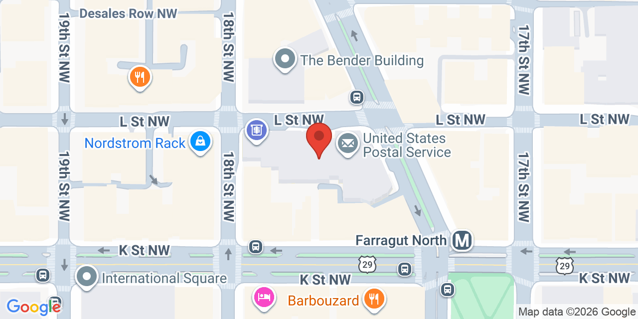Map showing the location of 1050 Connecticut Avenue Northwest, Washington, DC 20036