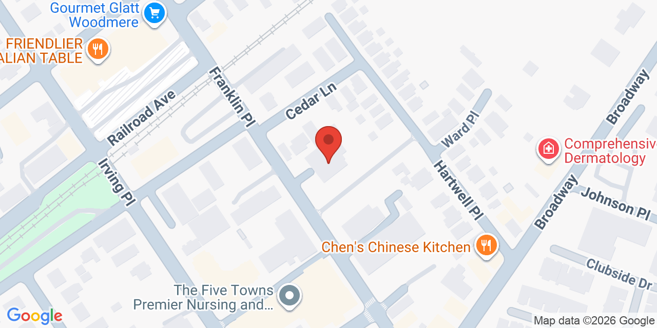 Map showing the location of 1065 Broadway, Woodmere, NY 11598