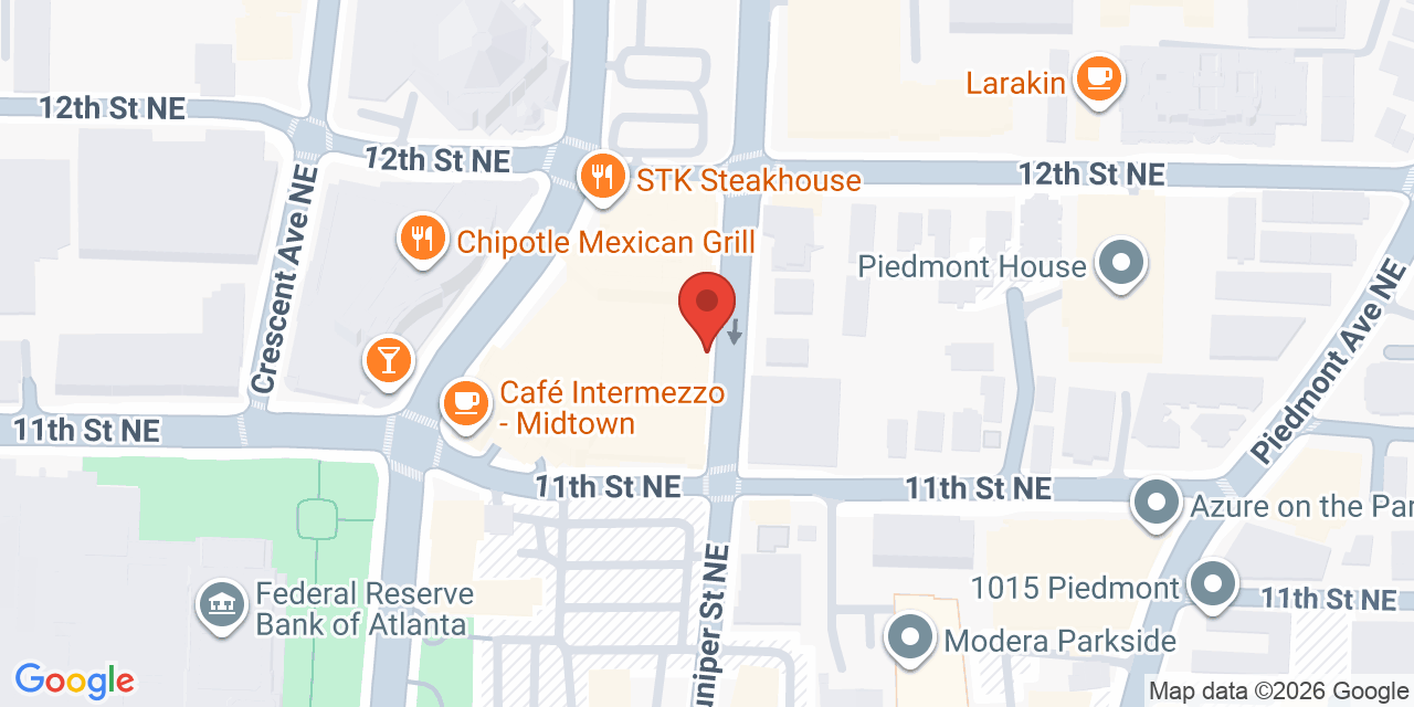 Map showing the location of 1075 Peachtree St NE, Atlanta, GA 30309