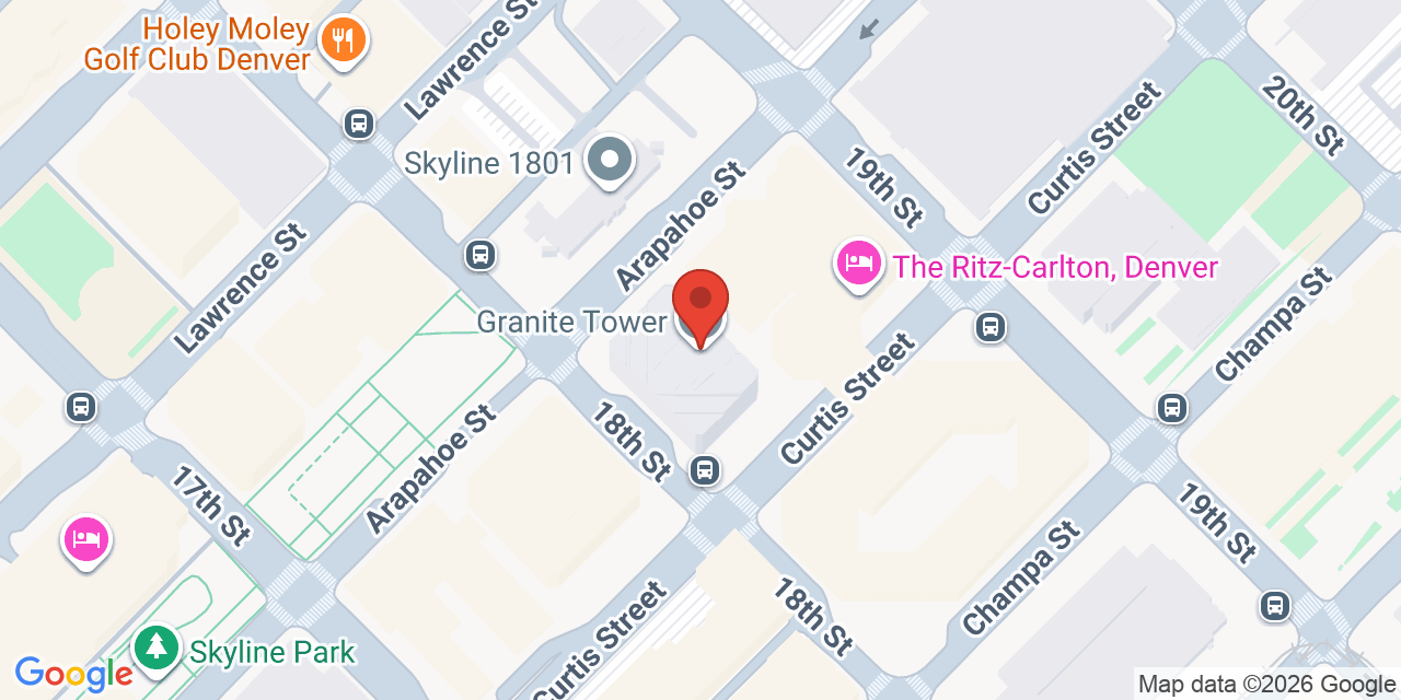 Map showing the location of 1099 18th St, Denver, CO 80202