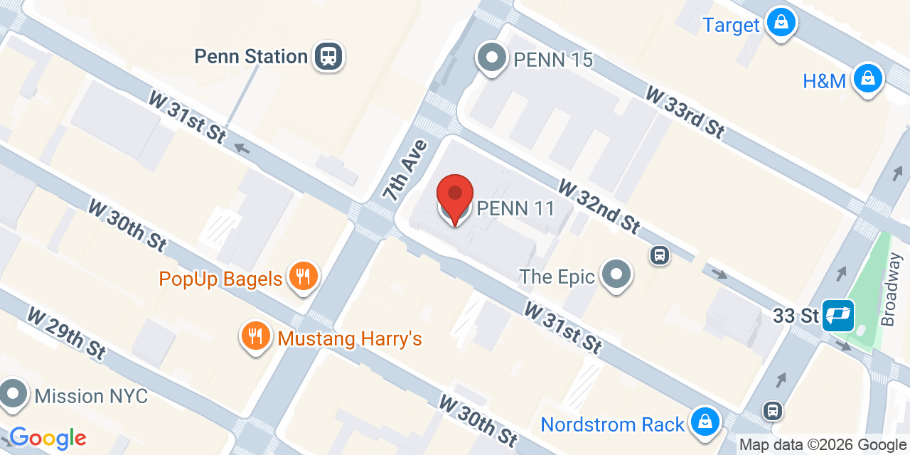 Map showing the location of 11 Pennsylvania Plaza, New York, NY 10001