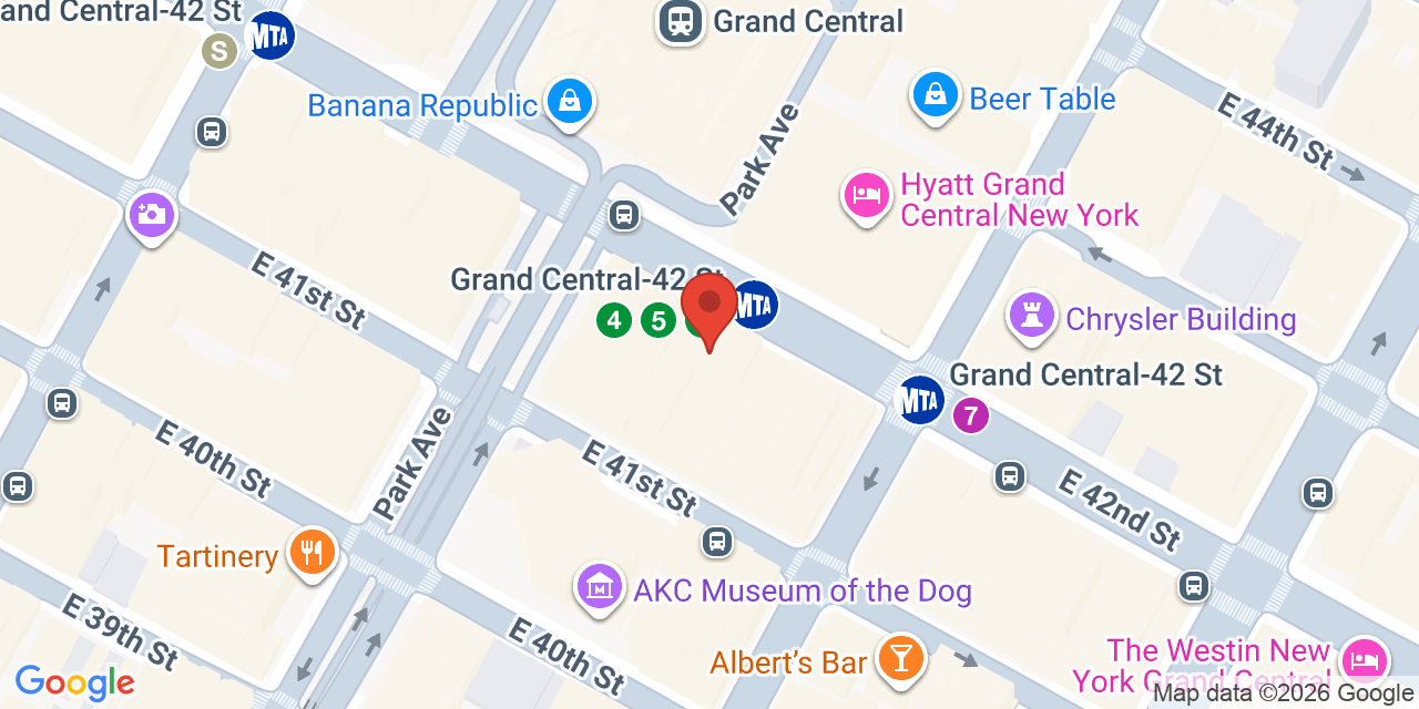 Map showing the location of 110 E 42nd St, New York, NY 10017
