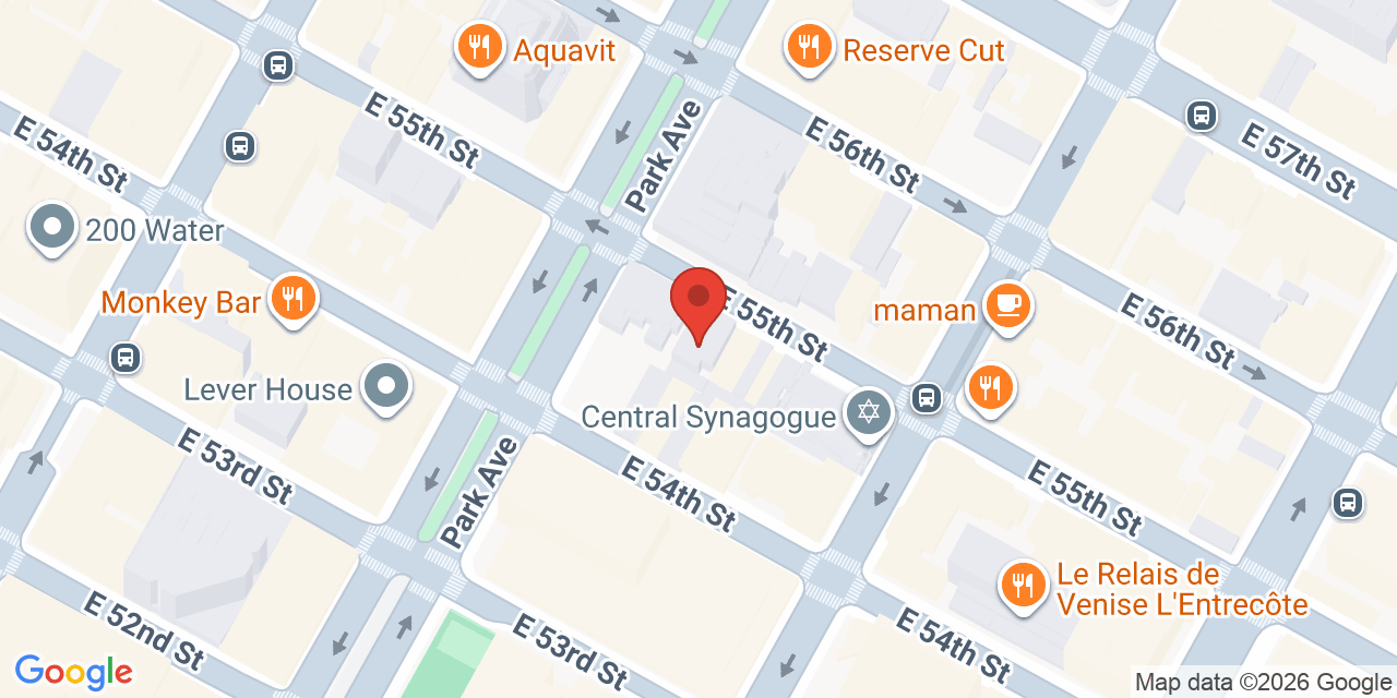 Map showing the location of 110 East 55th Street, New York, NY