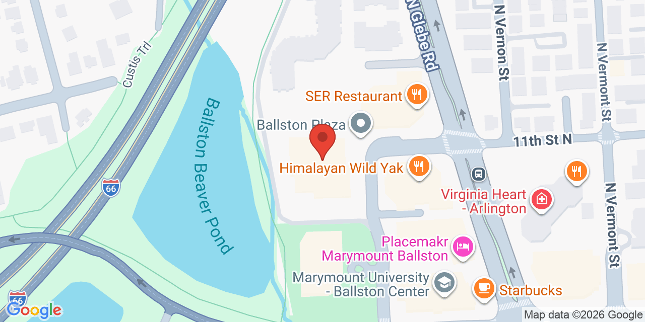 Map showing the location of 1100 N Glebe Rd #1010, Arlington, VA 22201