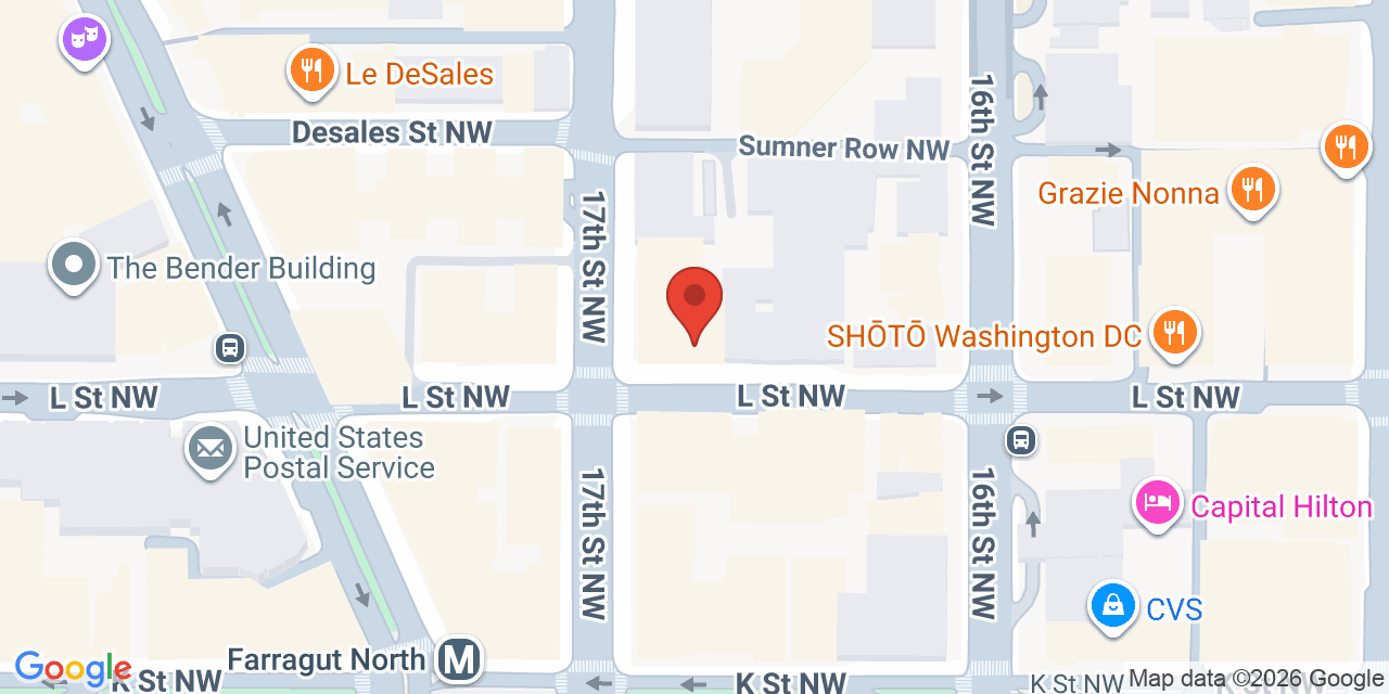Map showing the location of 1101 17th St NW, Washington, DC 20036