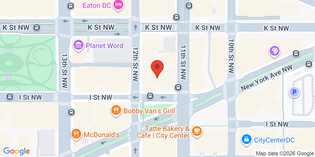Map showing the location of 1101 New York Ave NW, Washington, DC 20005