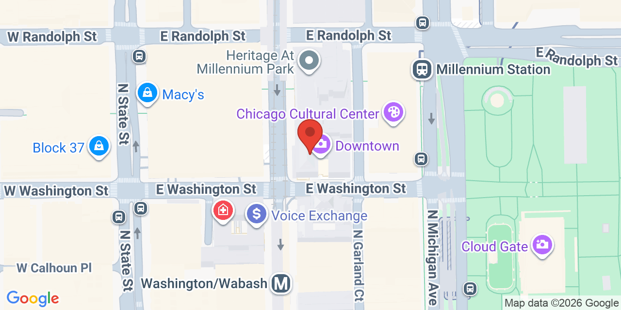 Map showing the location of 111 N Wabash Ave, Chicago, IL 60602