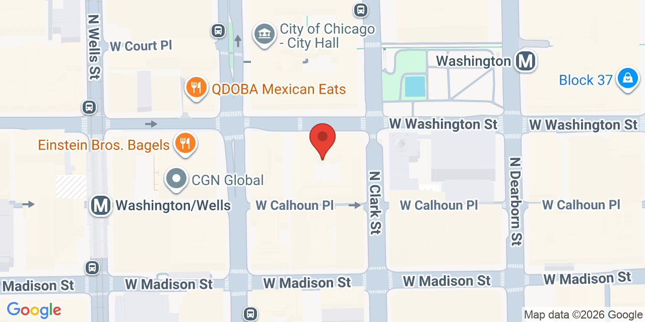 Map showing the location of 111 W Washington St, Chicago, IL 60602