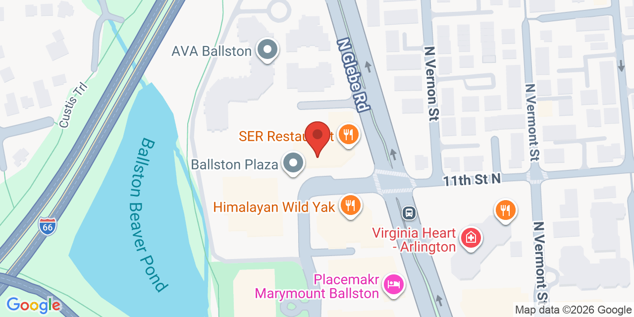 Map showing the location of 1110 N Glebe Rd, Arlington, VA 22201