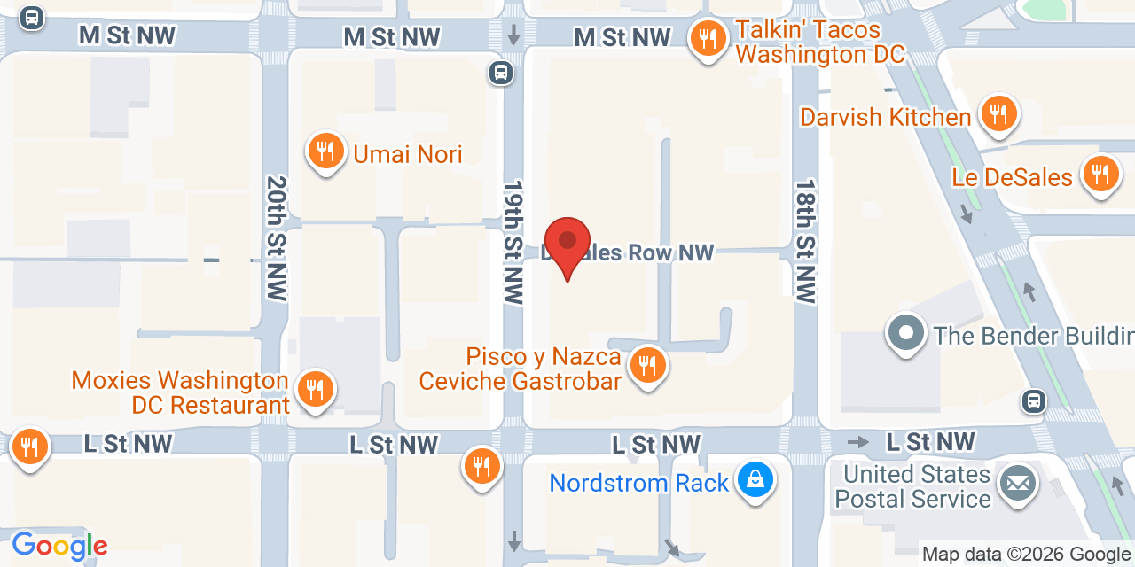 Map showing the location of 1111 19th St NW, Washington, DC 20036