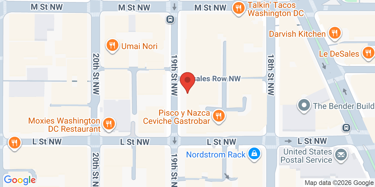 Map showing the location of 1111 19th Street Northwest, Washington, DC 20036