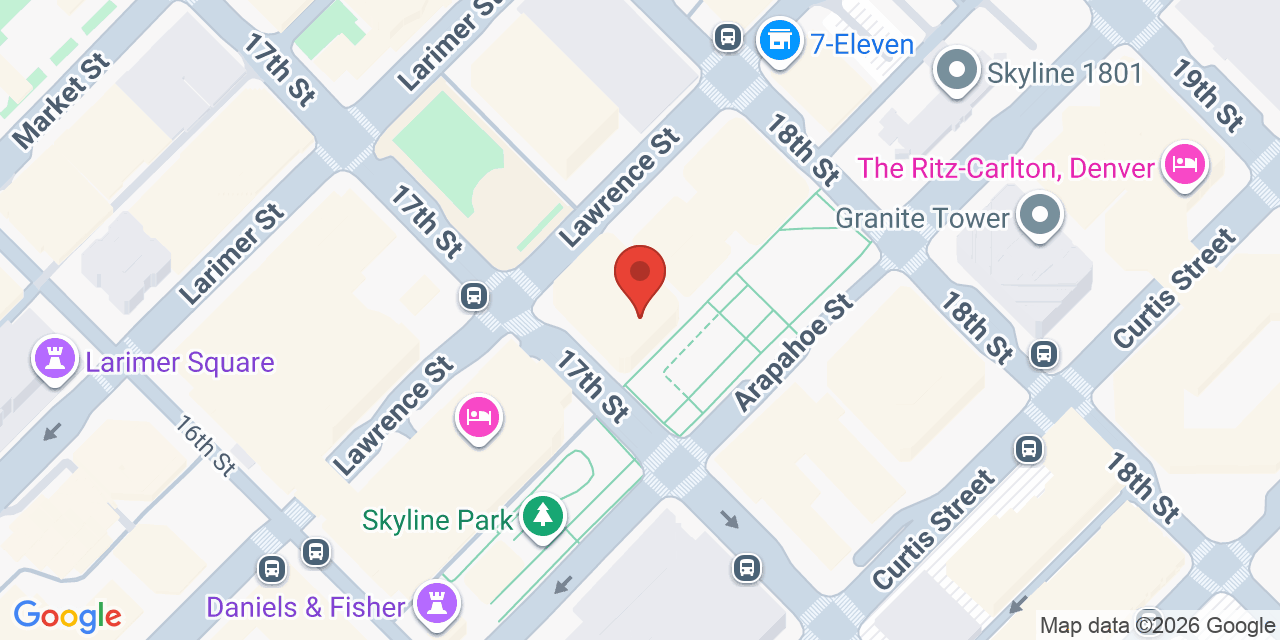 Map showing the location of 1125 17th Street, Denver, CO 80202