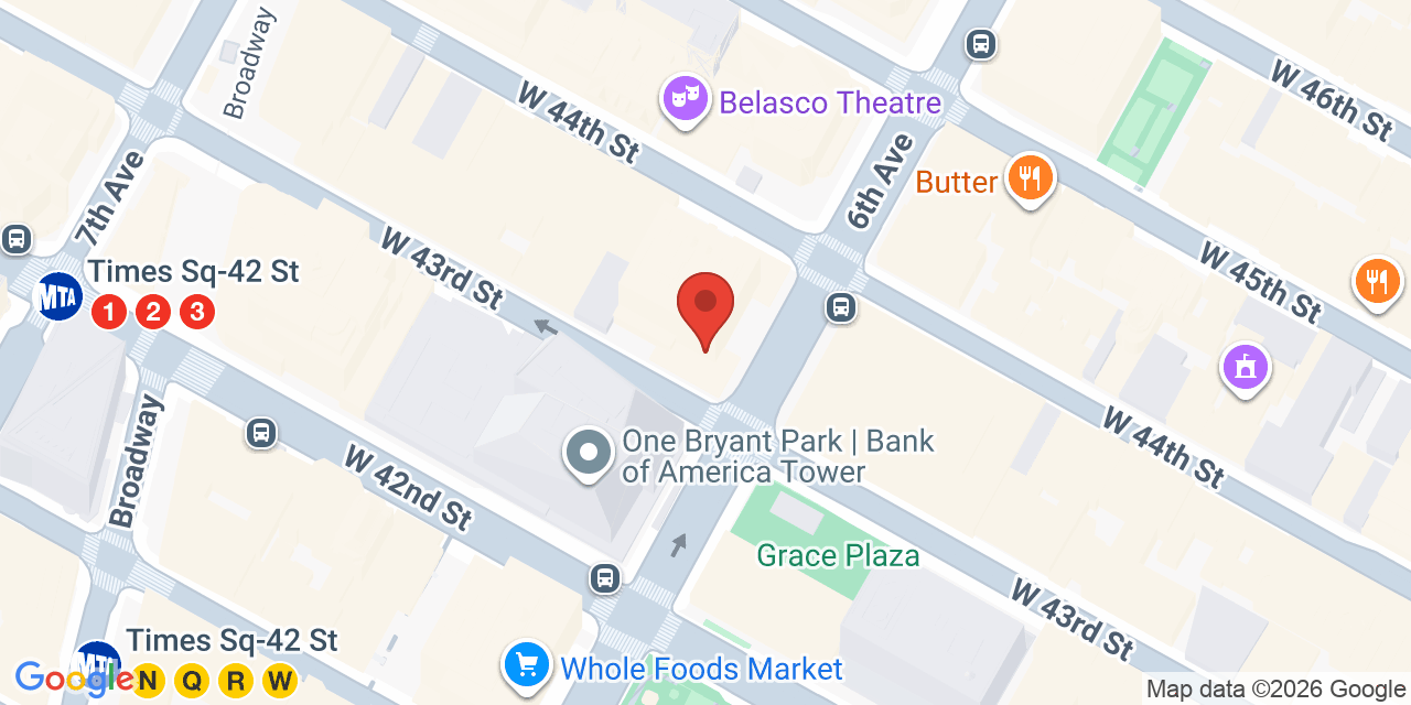 Map showing the location of 1133 6th Ave, New York, NY 10036