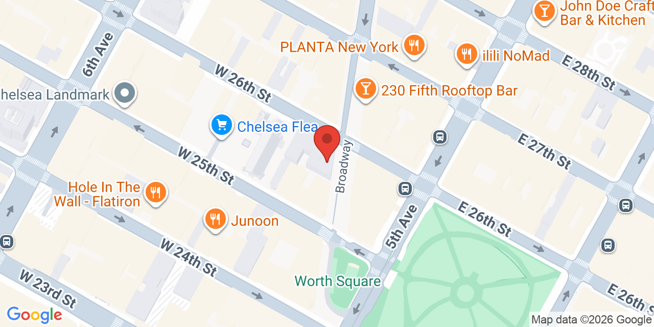 Map showing the location of 1133 Broadway, New York, NY 10010