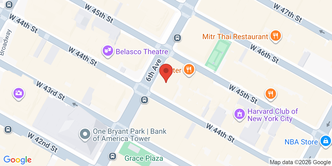 Map showing the location of 1140 6th Ave, New York, NY 10036