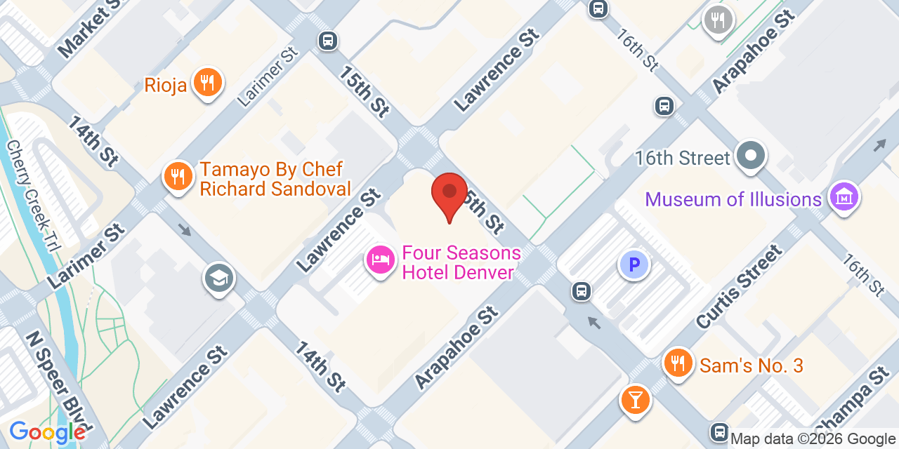 Map showing the location of 1144 15th St, Denver, CO 80202