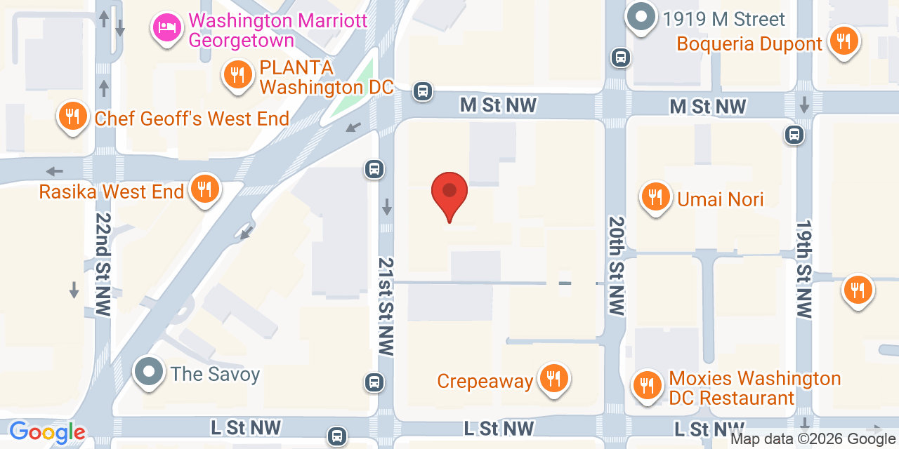 Map showing the location of 1155 21st St NW, Washington, DC 20036
