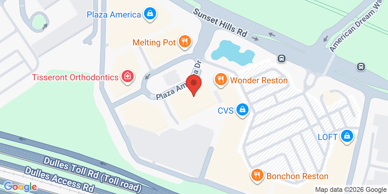Map showing the location of 11700 Plaza America Dr Ste 150, Reston, VA 20190