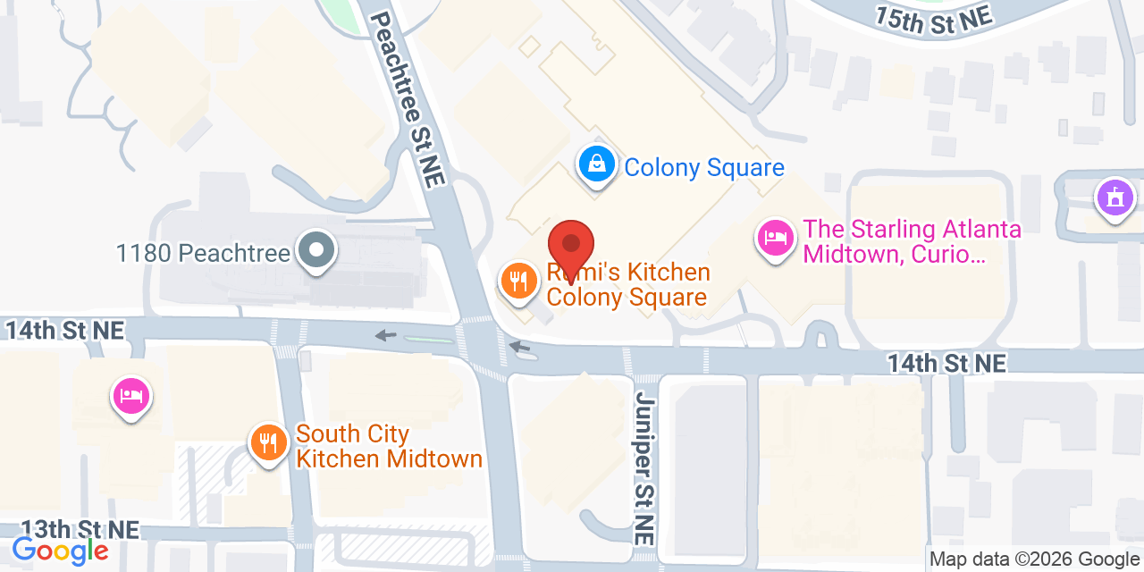 Map showing the location of 1175 Peachtree St NE, Atlanta, GA 30361