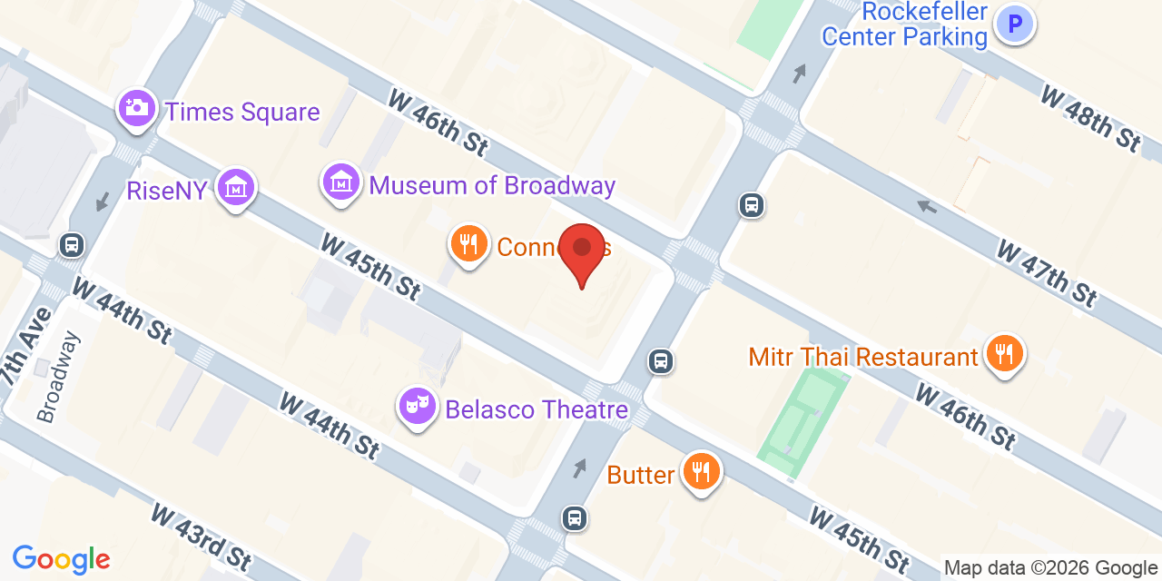 Map showing the location of 1177 6th Ave, New York, NY 10036