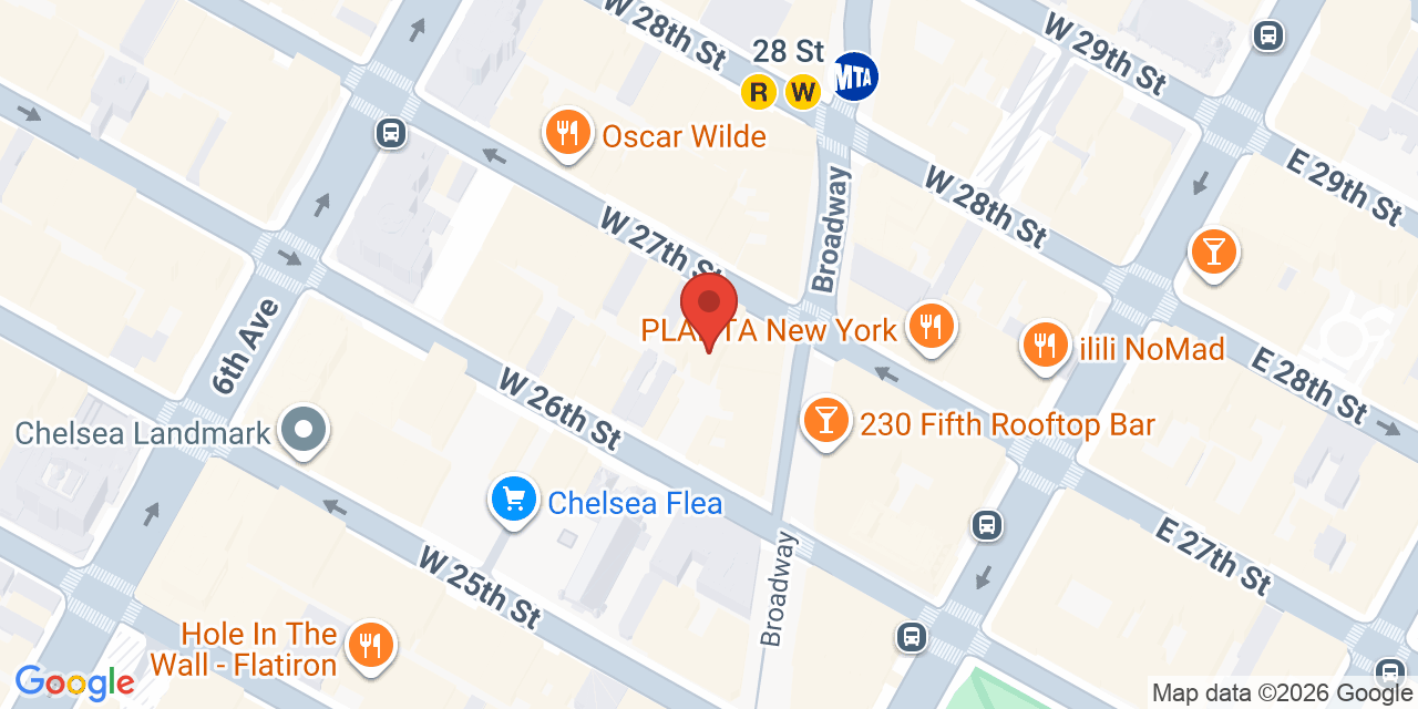 Map showing the location of 12 W 27th St, New York, NY 10001