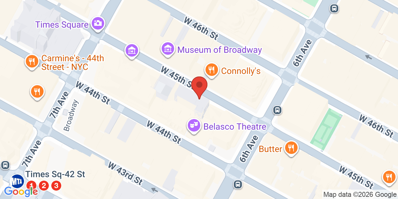 Map showing the location of 120 W 45th St, New York, NY 10036