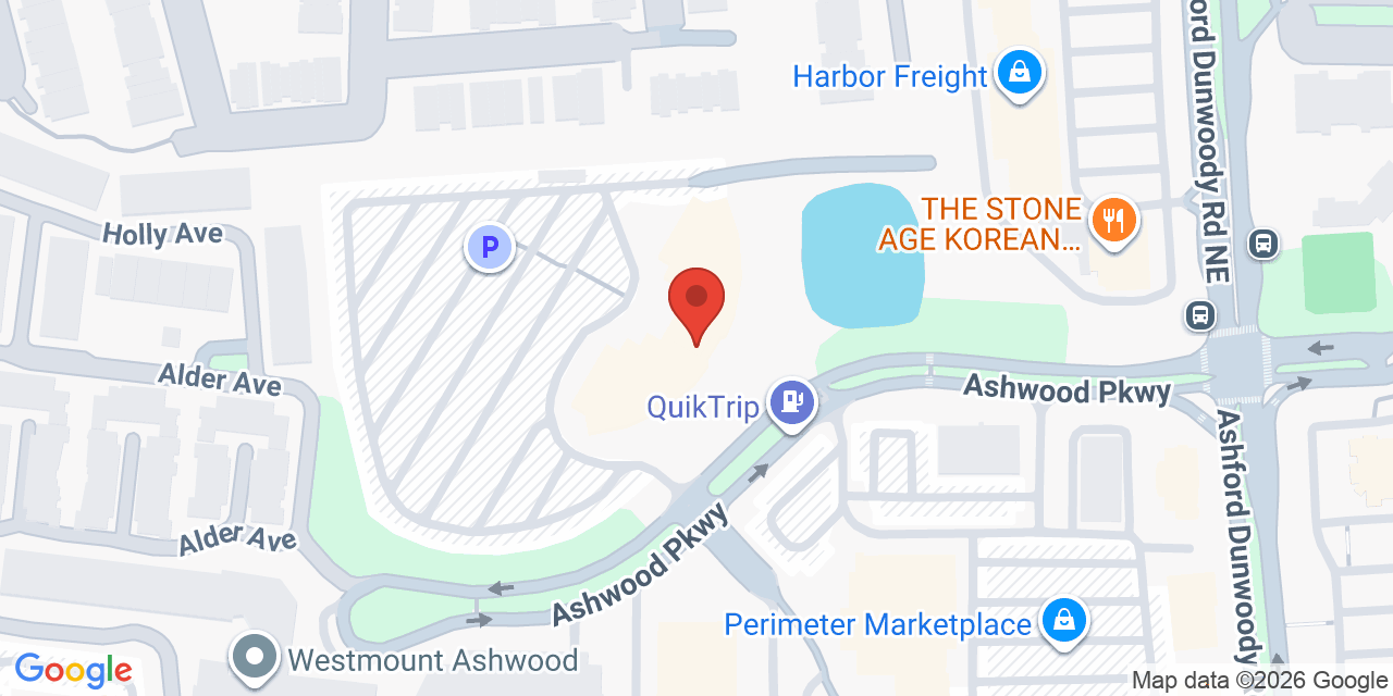 Map showing the location of 1200 Ashwood Pkwy, Atlanta, GA 30338