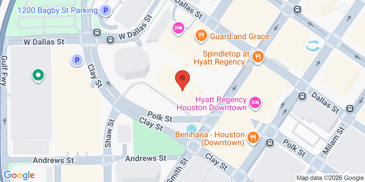 Map showing the location of 1200 Smith St, Houston, TX 77002