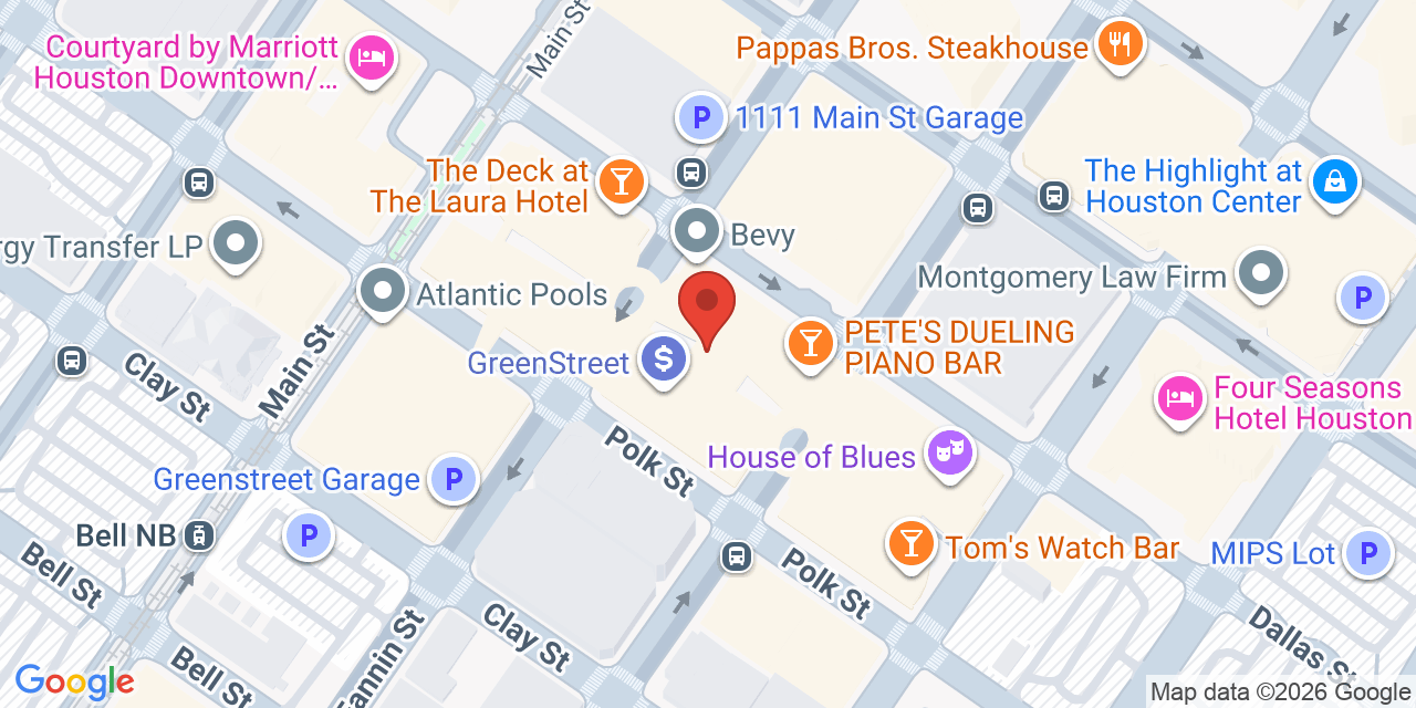 Map showing the location of 1201 Fannin St, Houston, TX 77002