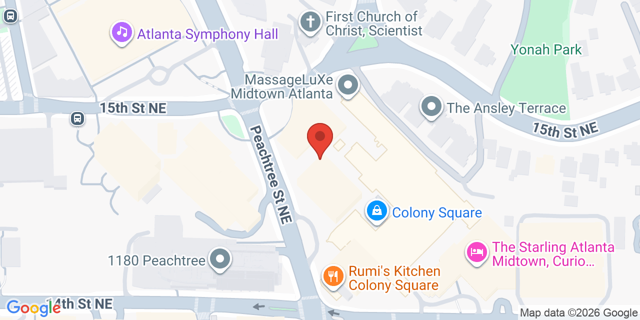 Map showing the location of 1201 Peachtree St NE, Atlanta, GA 30361