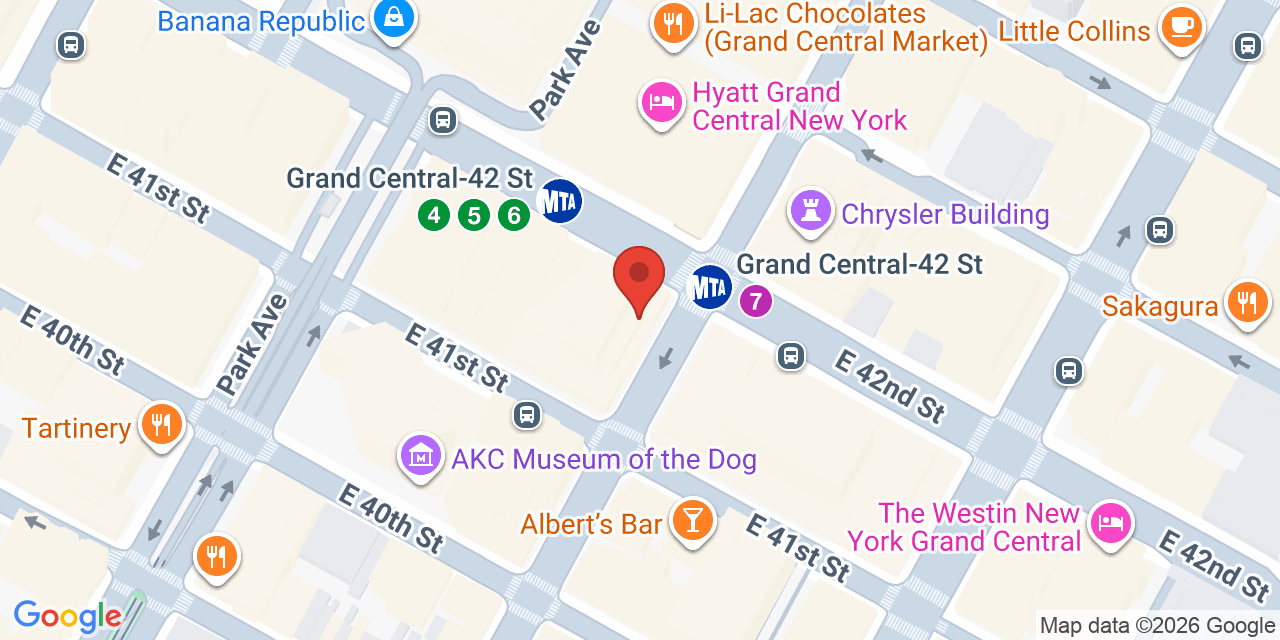 Map showing the location of 122 E 42nd St, New York, NY 10168