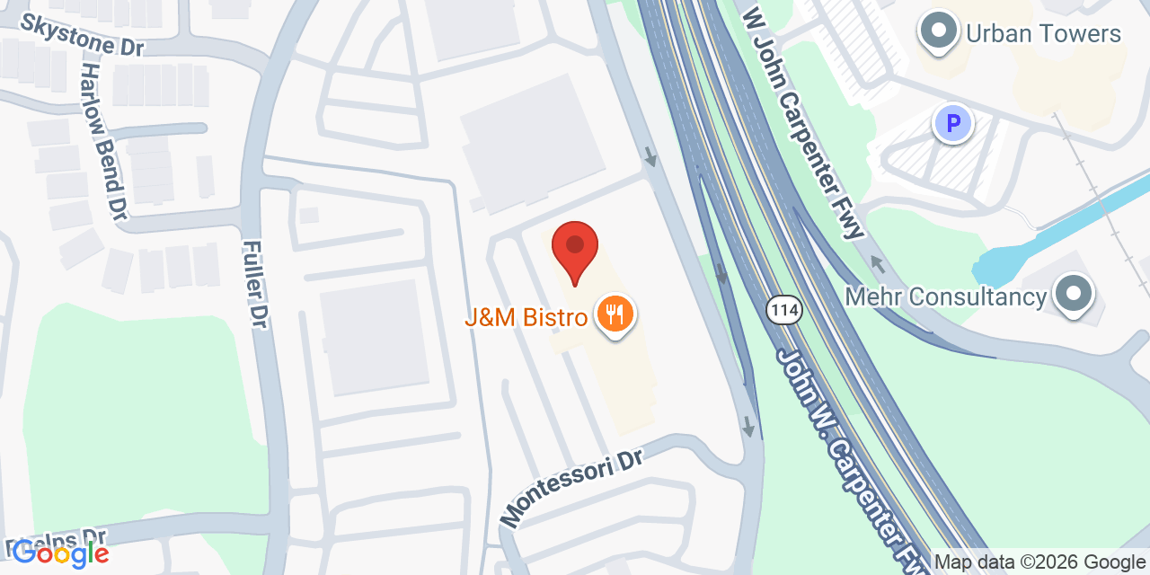 Map showing the location of 122 W John Carpenter Fwy, Irving, TX 75039