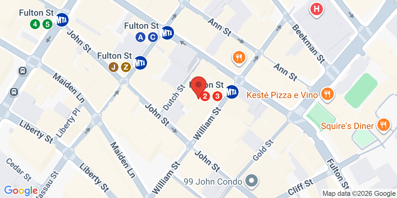 Map showing the location of 123 William St, New York, NY 10038